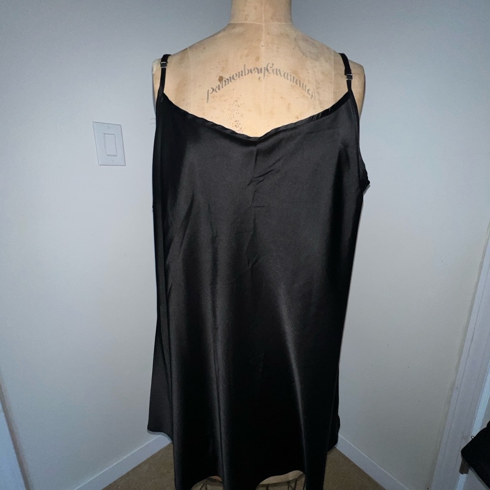 City Chic Black Satin Slip Chemise with Adjustable Straps & Robe